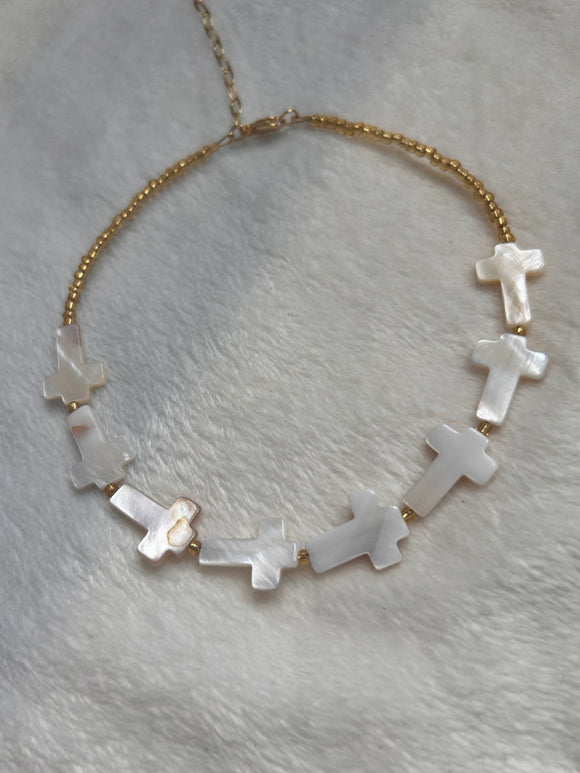 Pearly Cross choker