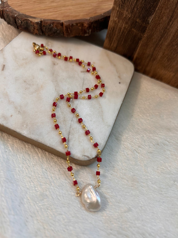 Red beaded necklace