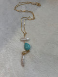 Stone long charm necklace