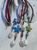 Starfish long beaded lariat