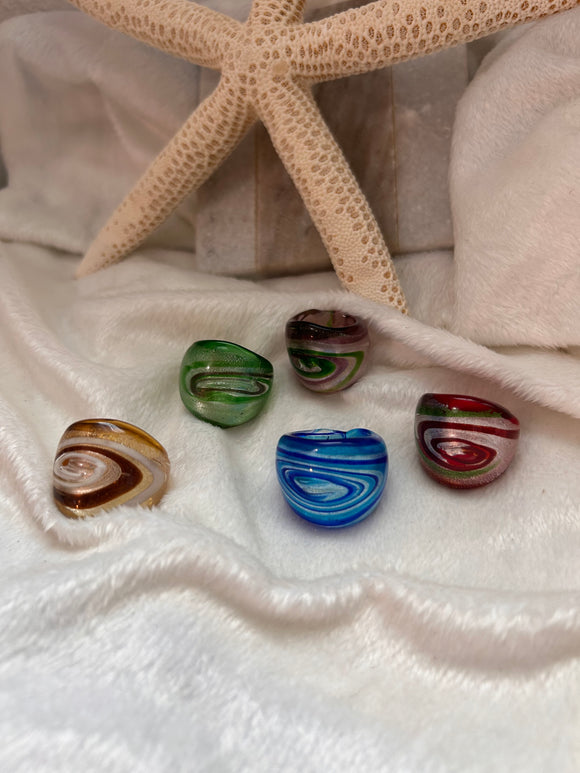 Lampwork spiral rings