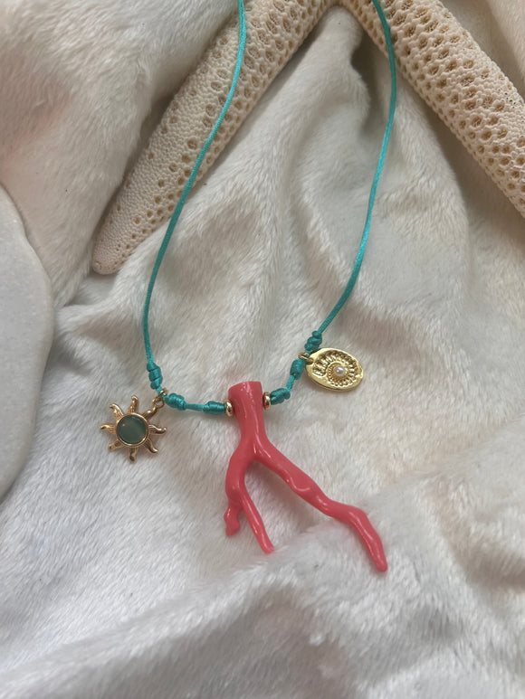 Coral charm necklace
