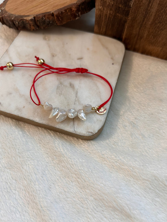 Red freshwater adjustable bracelet