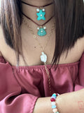 Amazonite shell choker
