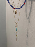 Stone long charm necklace