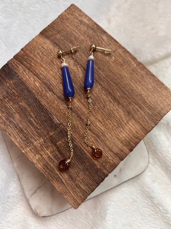 Jade and pearls earrings