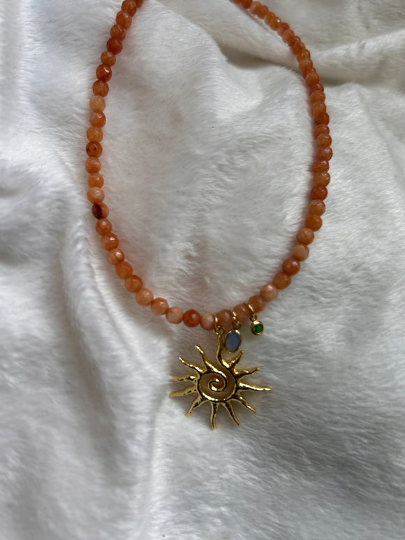 Orange jade choker
