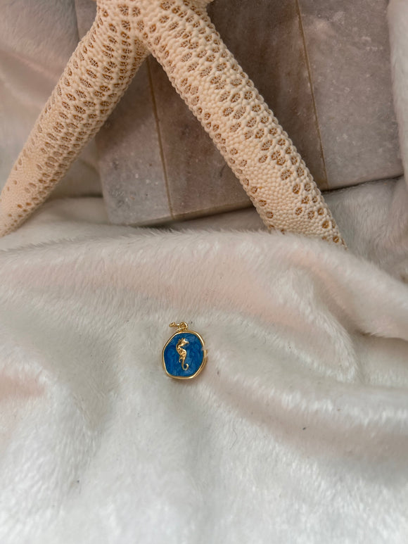 Blue seahorse charm